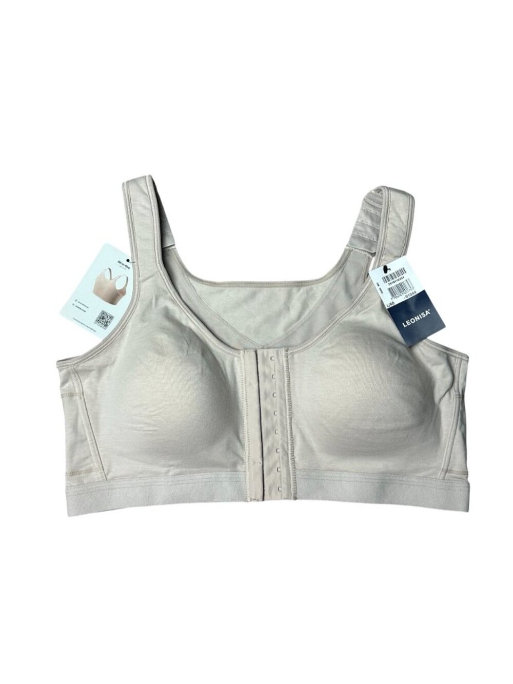 Leonisa Stretch Cotton Wireless Posture Corrector Bra Nude Size L/60 New with Ta